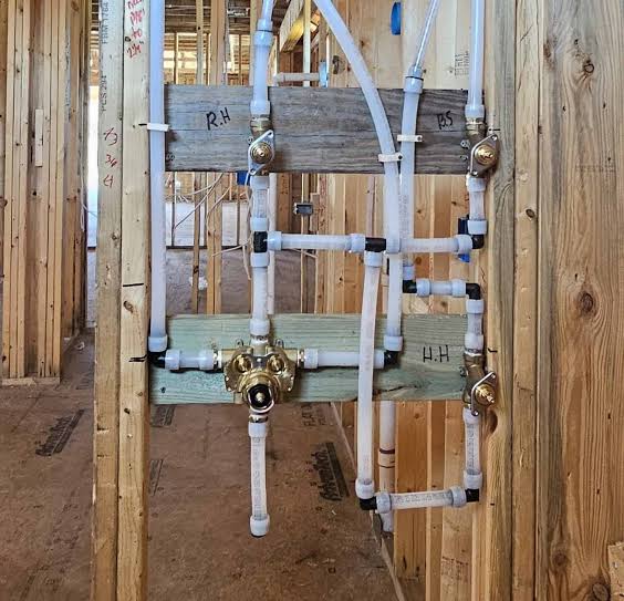 New plumbing installation rough-in with PEX manifold